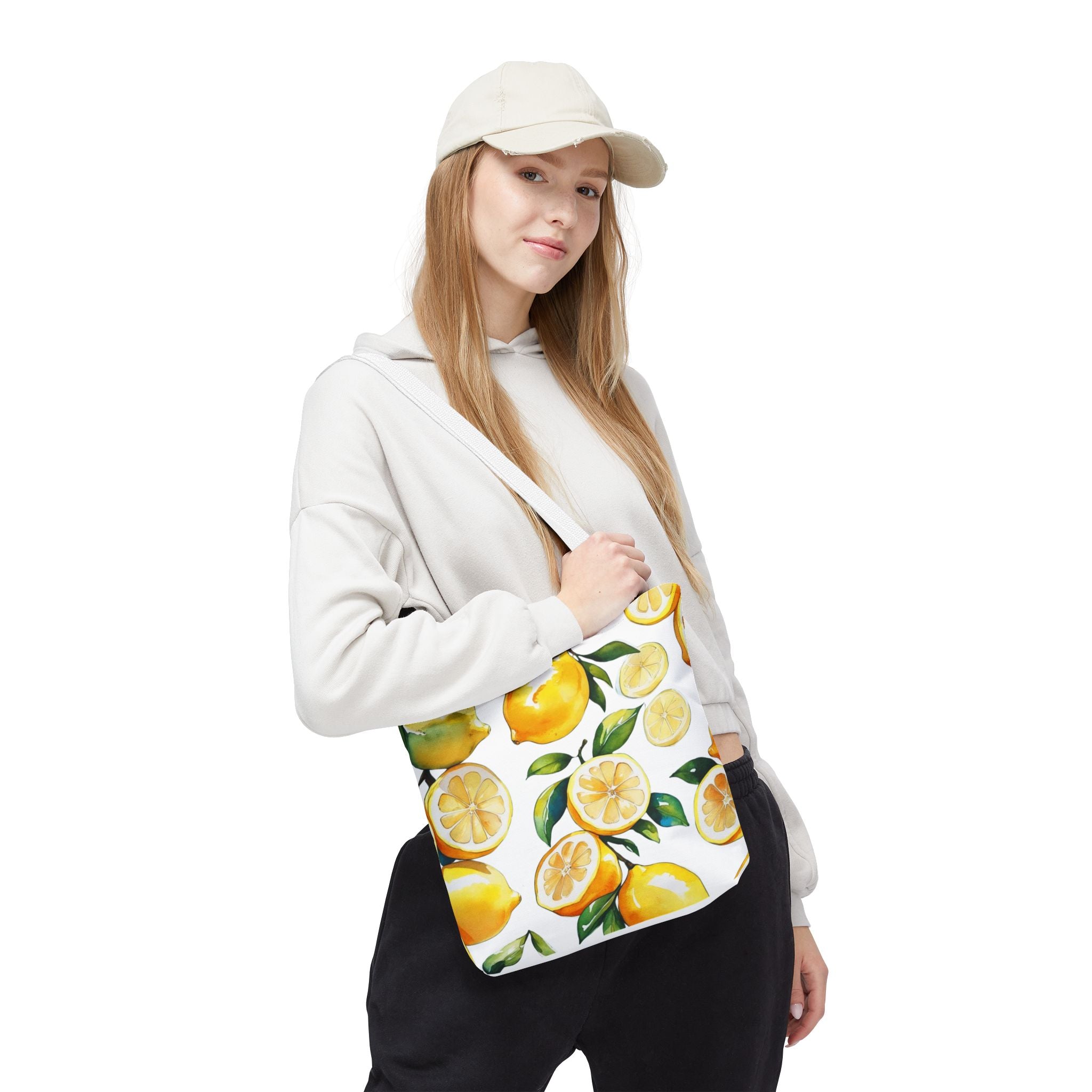 Citrus Print Tote Bag, Lemon Tote, Summer Bag, Reusable Shopping Tote, Cute Eco-Friendly Gift, Decorative Carryall